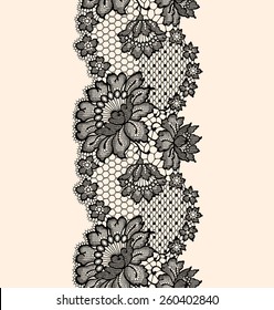 Lace Seamless Pattern Black Ribbon