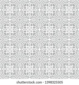 Lace seamless pattern. Contour vector texture. Ethnic ornamental motif. 