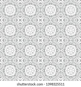 Lace seamless pattern. Contour vector texture. Ethnic ornamental motif. 