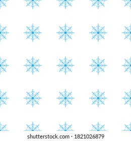 
Lace seamless pattern from cute snowflakes on a white background. Winter elements in a flat style for cards, wrapping paper, fabric, wallpaper and more. Stock vector illustration for design