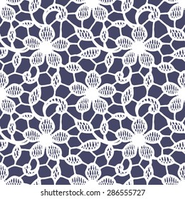 Lace Seamless Pattern. Dark Blue Background.