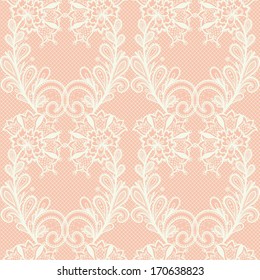 Lace seamless pattern with elements flowers.  Grunge background with lace ornament. Vector texture.