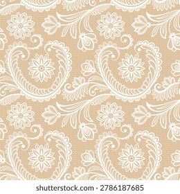 Lace seamless pattern with flowers all over 