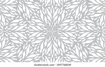 Lace Seamless Pattern, Flowers Decoration, Floral Ornament, Mashrabiya Background, Fabric Texture, Wallpaper, Vector Illustration 02.
