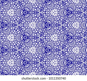 Lace seamless pattern with flowers on white background. Lace repeating floral pattern. Orient traditional background. Unusual ornament. Indian, islamic, asian, ottoman, arabic motif. 