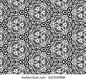 Lace seamless pattern with flowers on white background. Lace repeating floral pattern. Orient traditional background. Unusual ornament. Indian, islamic, asian, ottoman, arabic motif. 