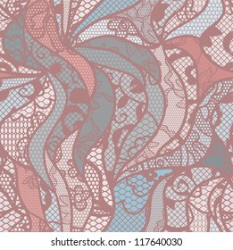 Lace seamless pattern with flowers on pastel background