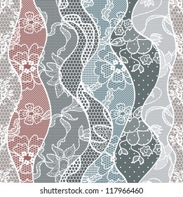 Lace seamless pattern with flowers on pastel background