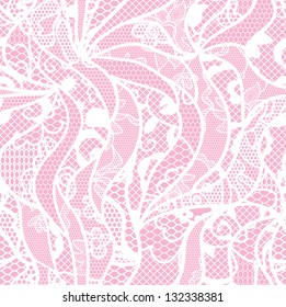 Lace seamless pattern with flowers on pink background