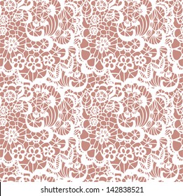 Lace seamless pattern with flowers on beige background