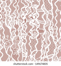 Lace seamless pattern with flowers on beige background