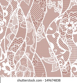 Lace seamless pattern with flowers on beige background