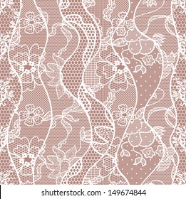 Lace Seamless Pattern Flowers On Beige Stock Vector (Royalty Free ...