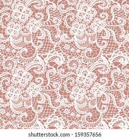 Lace seamless pattern with flowers on beige background