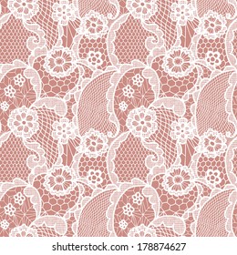 Lace seamless pattern with flowers on beige background