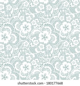 Lace seamless pattern with flowers on blue background