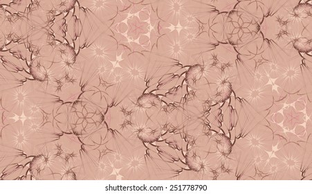 Lace seamless pattern with flowers on beige background.