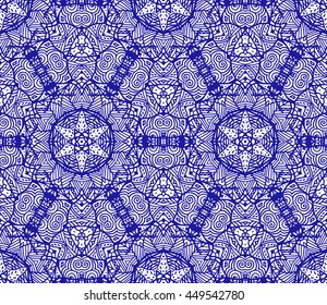 Lace seamless pattern with flowers on white background. Lace repeating floral pattern  Orient traditional background. Lace unusual ornament. Indian, islamic, asian, ottoman, arabic motif. 