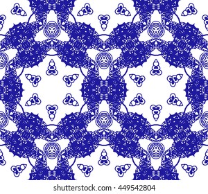 Lace seamless pattern with flowers on white background. Lace repeating floral pattern  Orient traditional background. Lace unusual ornament. Indian, islamic, asian, ottoman, arabic motif. 