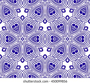 Lace seamless pattern with flowers on white background. Lace repeating floral pattern  Orient traditional background. Lace unusual ornament. Indian, islamic, asian, ottoman, arabic motif. 