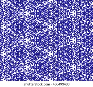 Lace seamless pattern with flowers on white background. Lace repeating floral pattern. Orient traditional background. Lace unusual ornament. Indian, islamic, asian, ottoman, arabic motif. 