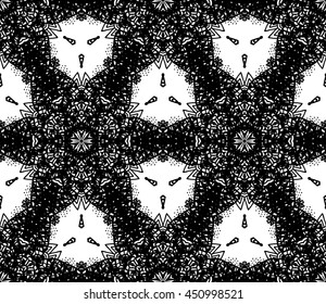 Lace seamless pattern with flowers on white background. Lace repeating floral pattern  Orient traditional background. Lace unusual ornament. Indian, islamic, asian, ottoman, arabic motif. 