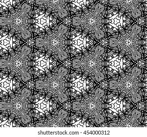 Lace seamless pattern with flowers on white background. Lace repeating floral pattern. Orient traditional background. Unusual ornament. Indian, islamic, asian, ottoman, arabic motif. 
