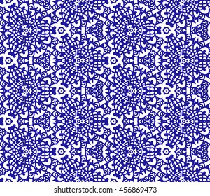 Lace seamless pattern with flowers on white background. Lace repeating floral pattern. Orient traditional background. Unusual ornament. Indian, islamic, asian, ottoman, arabic motif. 