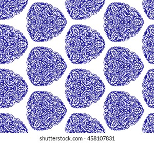 Lace seamless pattern with flowers on white background. Lace repeating floral pattern. Orient traditional background. Unusual ornament. Indian, islamic, asian, ottoman, arabic motif. 