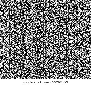 Lace seamless pattern with flowers on white background. Lace repeating floral pattern. Orient traditional background. Unusual ornament. Indian, islamic, asian, ottoman, arabic motif. 