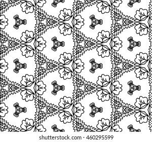 Lace seamless pattern with flowers on white background. Lace repeating floral pattern. Orient traditional background. Unusual ornament. Indian, islamic, asian, ottoman, arabic motif. 