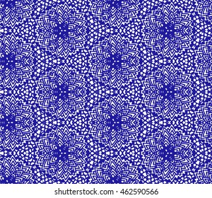 Lace seamless pattern with flowers on white background. Lace repeating floral pattern. Orient traditional background. Unusual ornament. Indian, islamic, asian, ottoman, arabic motif. 
