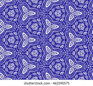 Lace seamless pattern with flowers on white background. Lace repeating floral pattern. Orient traditional background. Unusual ornament. Indian, islamic, asian, ottoman, arabic motif. 