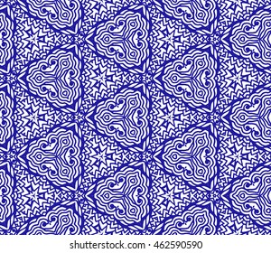 Lace seamless pattern with flowers on white background. Lace repeating floral pattern. Orient traditional background. Unusual ornament. Indian, islamic, asian, ottoman, arabic motif. 