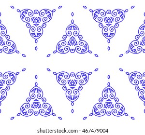 Lace seamless pattern with flowers on white background. Indian, islamic, asian, ottoman, arabic motif. 