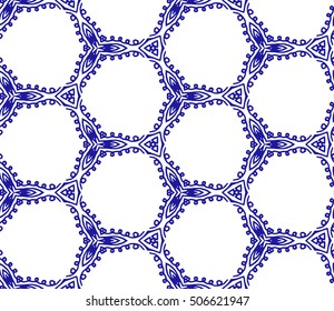 Lace seamless pattern with flowers on white background. Lace repeating floral pattern. Orient traditional background. Unusual ornament. Indian, islamic, asian, ottoman, arabic motif. 