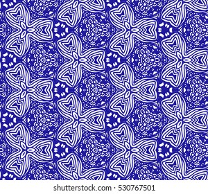 Lace seamless pattern with flowers on white background. Lace repeating floral pattern. Orient traditional background. Unusual ornament. Indian, islamic, asian, ottoman, arabic motif. 