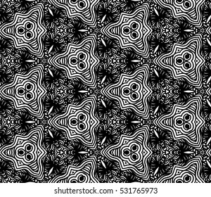 Lace seamless pattern with flowers on white background. Lace repeating floral pattern. Orient traditional background. Unusual ornament. Indian, islamic, asian, ottoman, arabic motif. 
