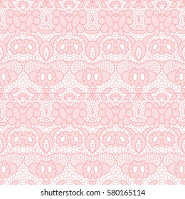 Lace seamless pattern with flowers on white background