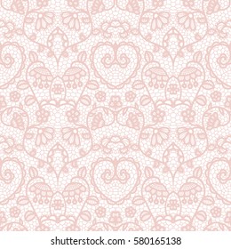 Lace seamless pattern with flowers on white background