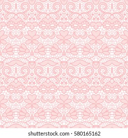 Lace seamless pattern with flowers on white background