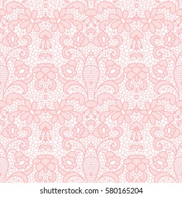 Lace seamless pattern with flowers on white background