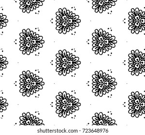 Lace seamless pattern with flowers on white background. Lace repeating floral pattern. Orient traditional background. Unusual ornament. Indian, islamic, asian, ottoman, arabic motif. 