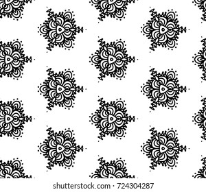 Lace seamless pattern with flowers on white background. Lace repeating floral pattern. Orient traditional background. Unusual ornament. Indian, islamic, asian, ottoman, arabic motif. 