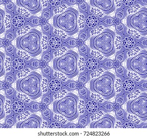Lace seamless pattern with flowers on white background. Lace repeating floral pattern. Orient traditional background. Unusual ornament. Indian, islamic, asian, ottoman, arabic motif. 