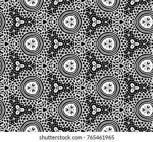 Lace seamless pattern with flowers on white background. Lace repeating floral pattern. Orient traditional background. Unusual ornament. Indian, islamic, asian, ottoman, arabic motif. 