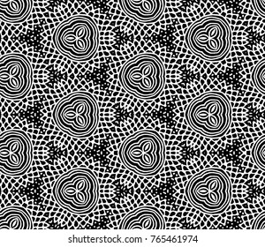 Lace seamless pattern with flowers on white background. Lace repeating floral pattern. Orient traditional background. Unusual ornament. Indian, islamic, asian, ottoman, arabic motif. 
