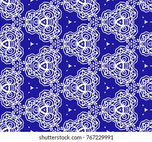 Lace seamless pattern with flowers on white background. Lace repeating floral pattern. Orient traditional background. Unusual ornament. Indian, islamic, asian, ottoman, arabic motif. 