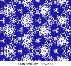 Lace seamless pattern with flowers on white background. Lace repeating floral pattern. Orient traditional background. Unusual ornament. Indian, islamic, asian, ottoman, arabic motif. 