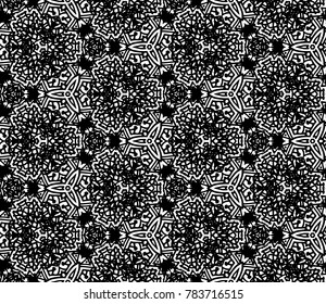 Lace seamless pattern with flowers on white background. Lace repeating floral pattern. Orient traditional background. Unusual ornament. Indian, islamic, asian, ottoman, arabic motif. 